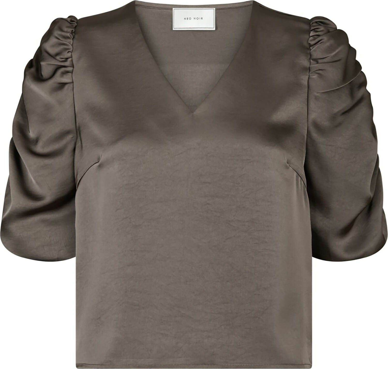 Neo Noir Top Elba heavy satin Grijs