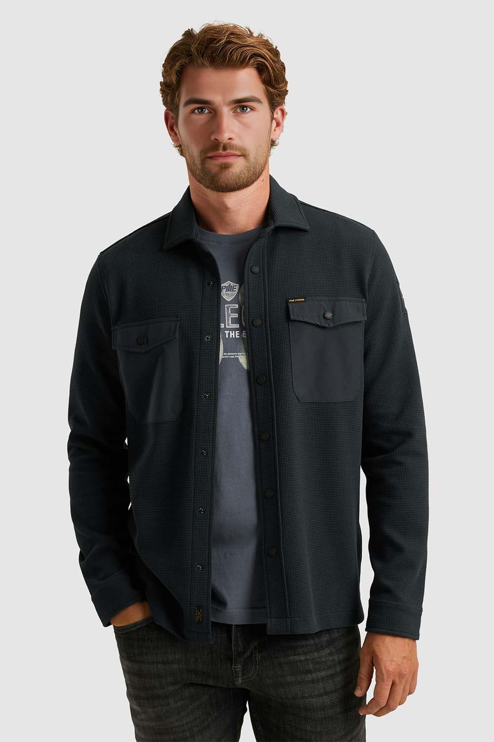 Pme Legend LONG SLEEVE SHIRT Waffle Jersey Blauw