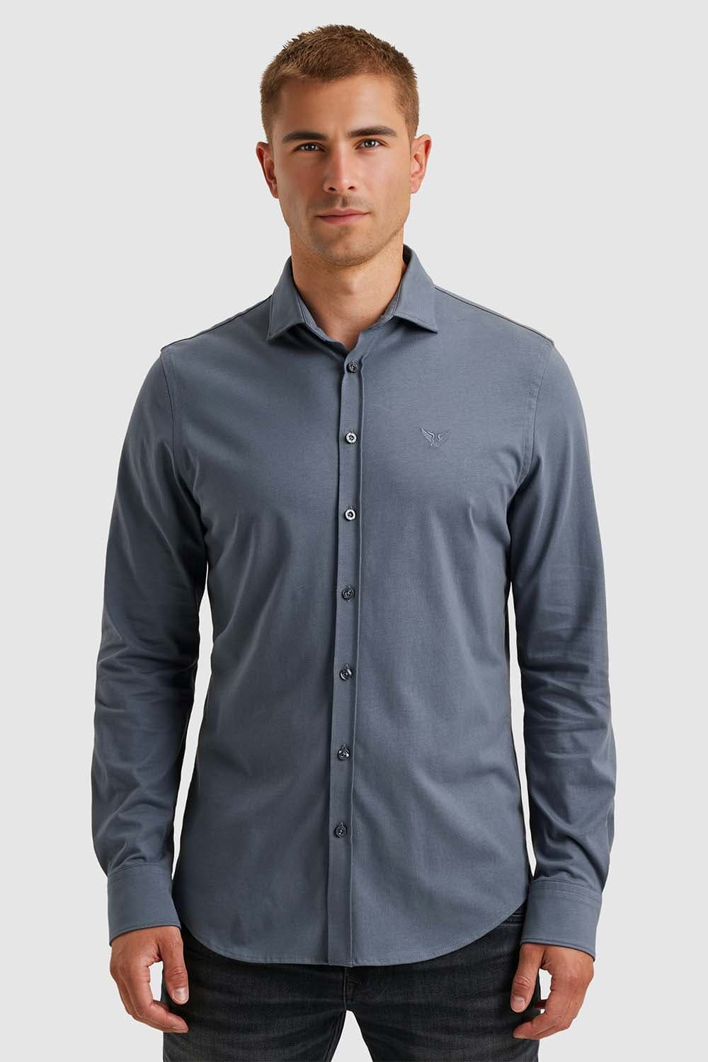 Pme Legend Overhemd Satin Jersey Indigo