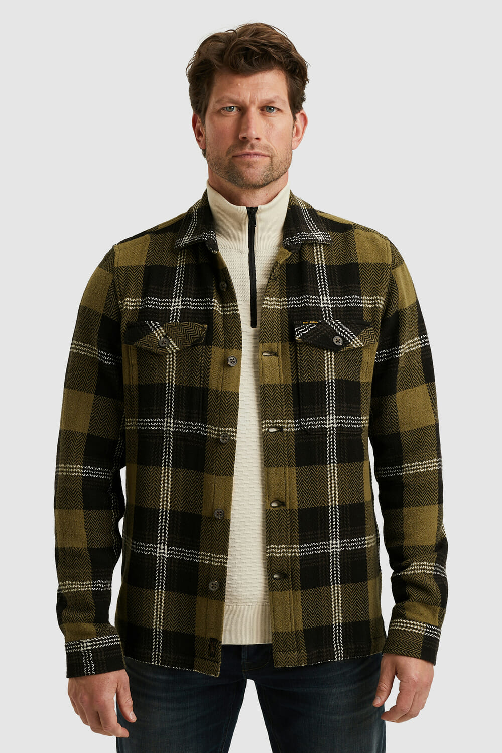 Pme Legend Overhemd The Jones Herringbone Groen
