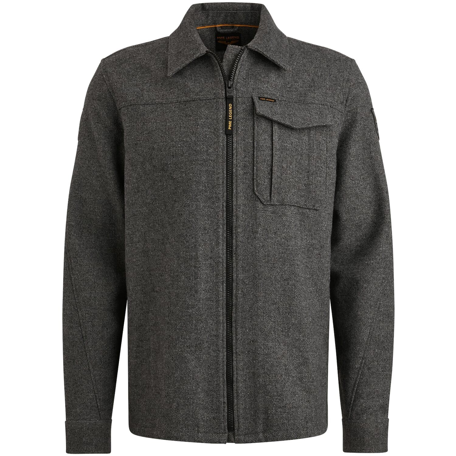 Pme Legend Overshirt Woolblend Herringbow Grijs