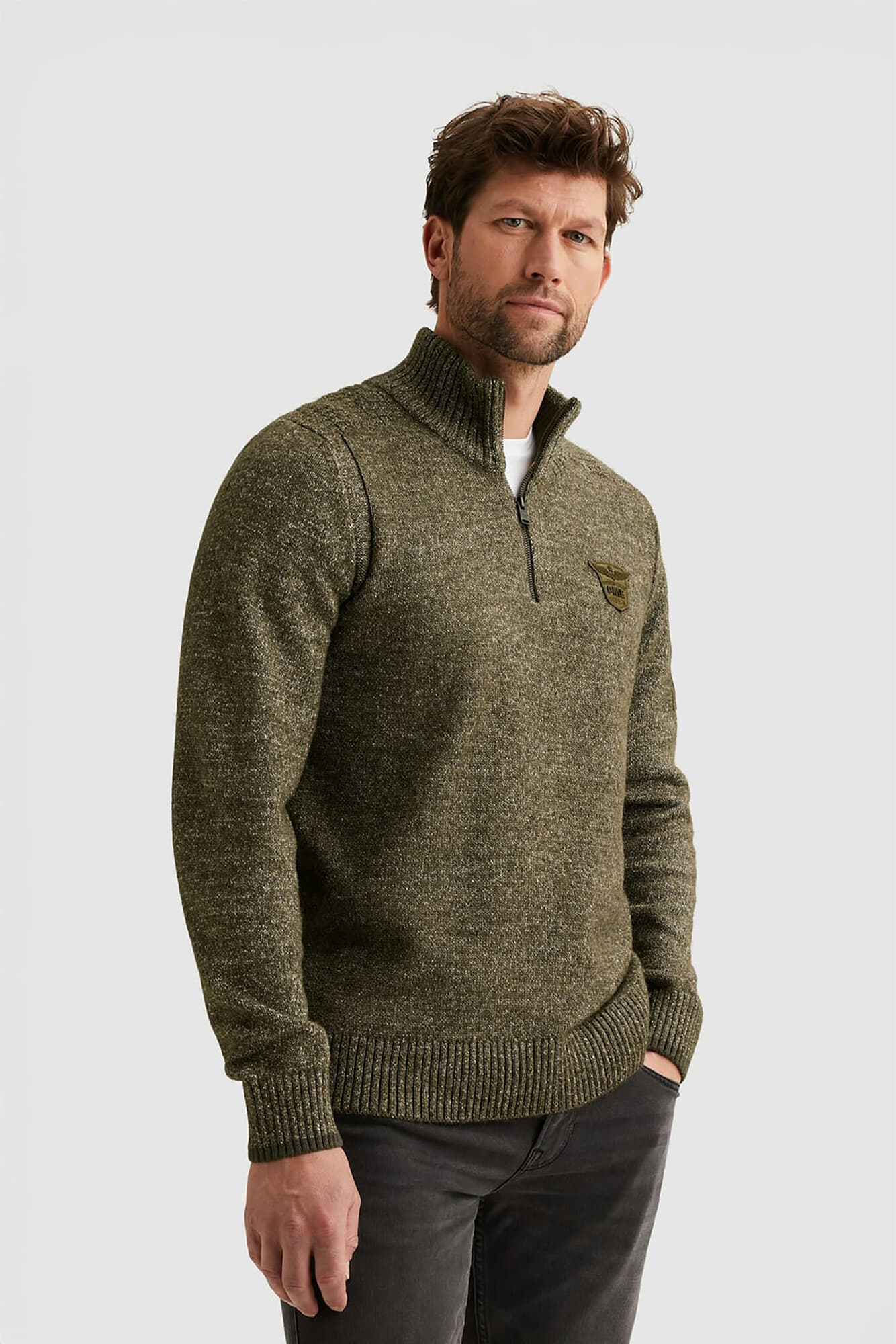 Pme Legend Half-zip Trui soft blend Grijs