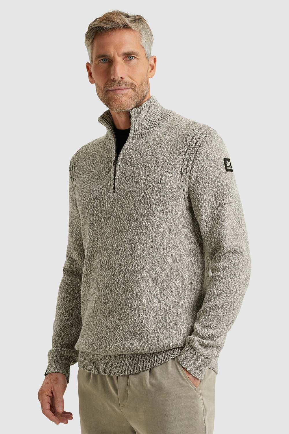 Vanguard Zip-trui van katoen slub mouliné Grijs