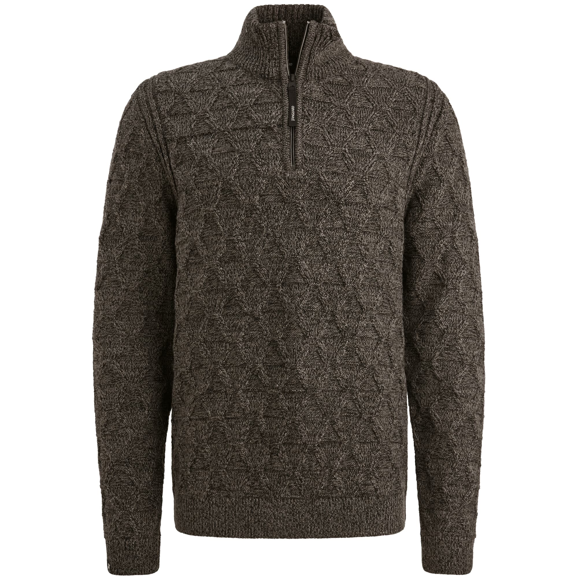 Vanguard Half-zip Trui wol blend mouline Antraciet
