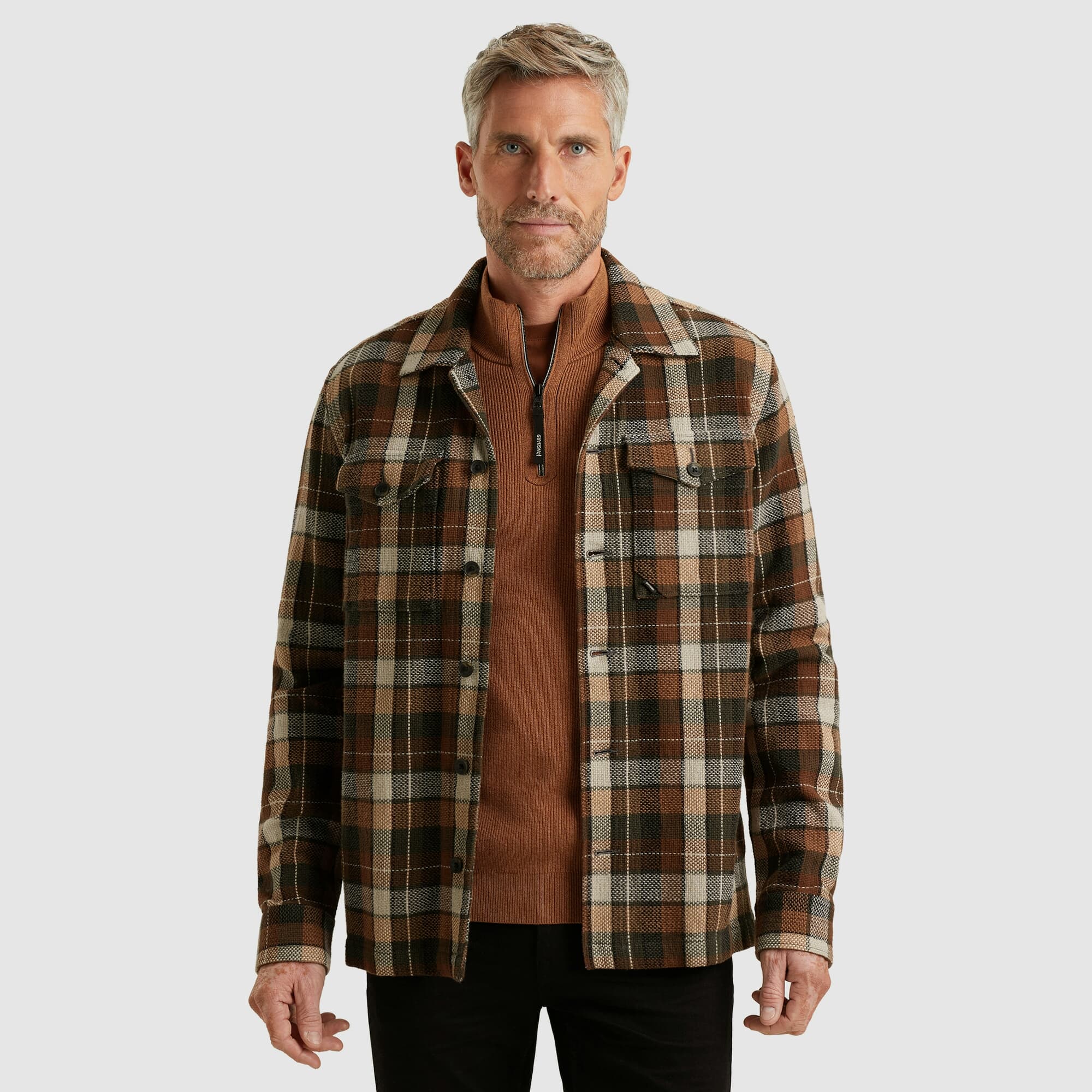 Vanguard LONG SLEEVE SHIRT Matt weave check Bruin