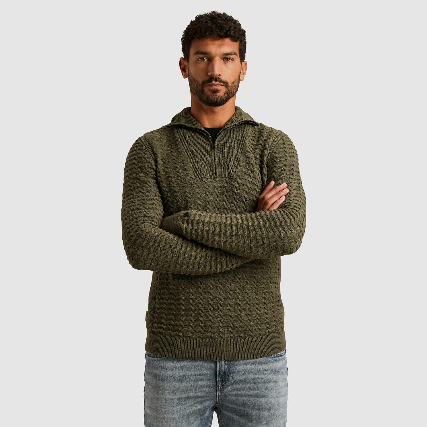 Cast Iron Half-zip Trui Groen
