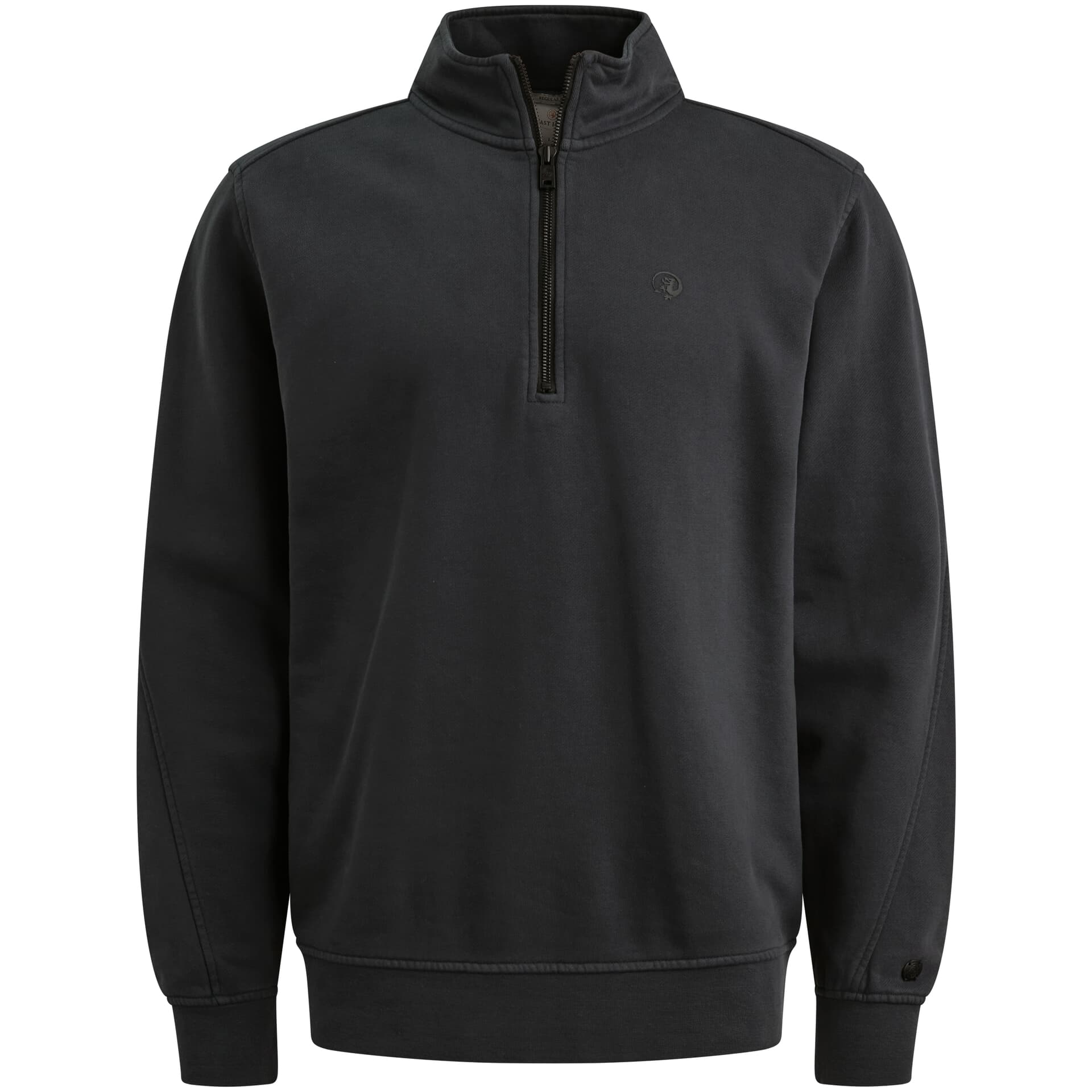 Cast Iron Zip-sweater met garment-dye wassing Navy