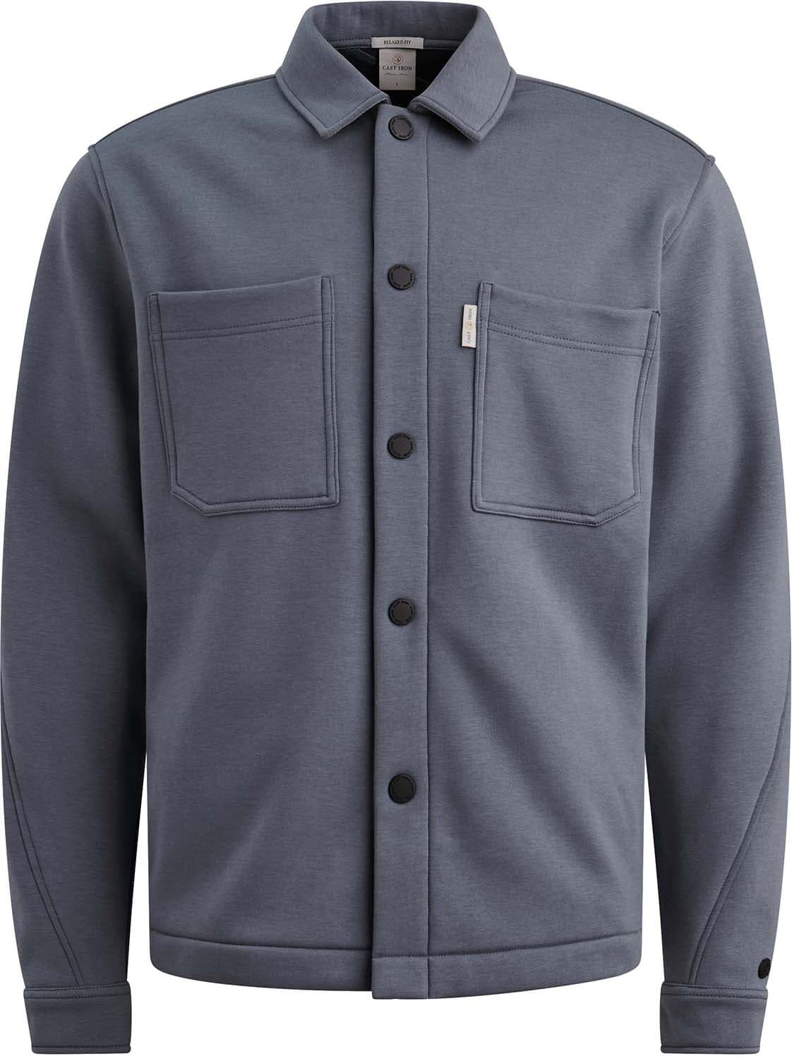 Cast Iron Sweatvest Interlock met drukknopen Blauw