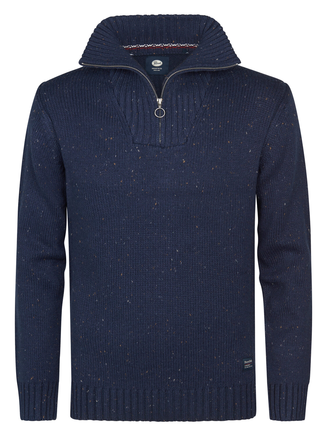 Petrol Zip-trui met col Navy