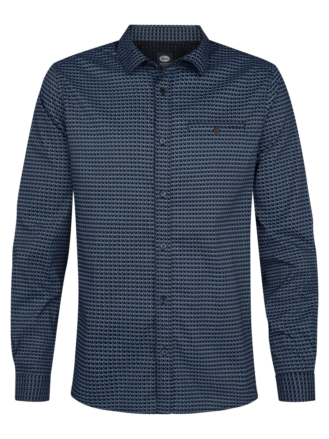 Petrol Overhemd Alloverprint Blauw