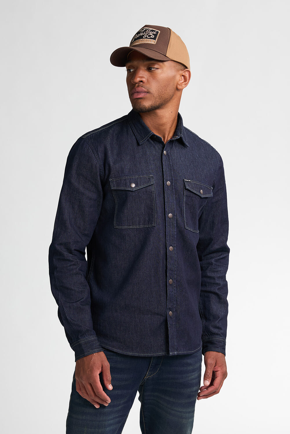 Petrol Overhemd Denim Blauw