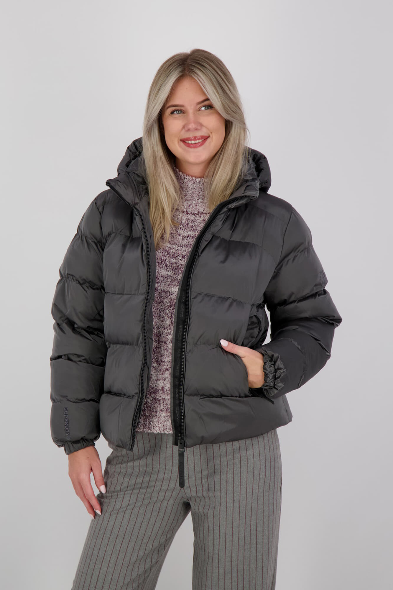 Superdry Puffer Jas Luxe Sports Zwart