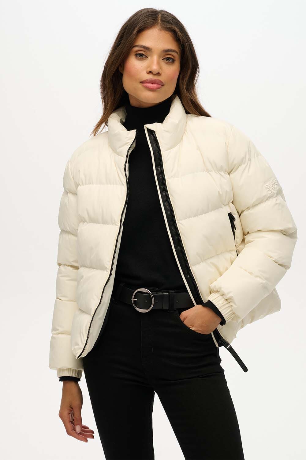 Superdry Puffer Jas Sport Wit