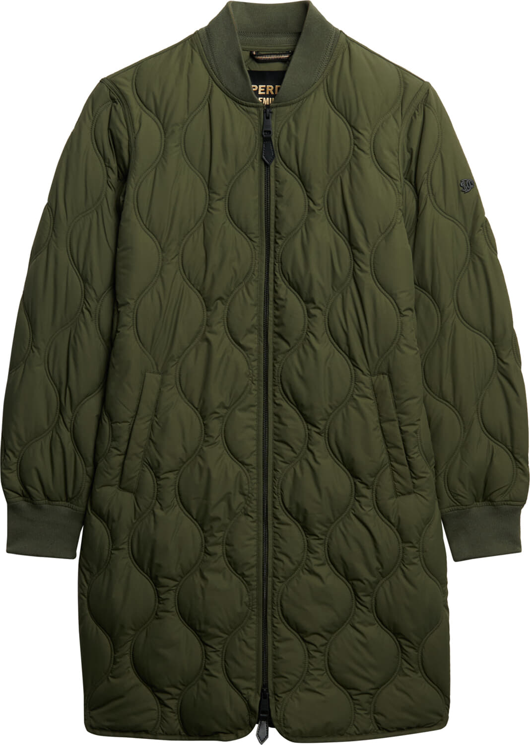 Superdry Long Quilted jacked Groen