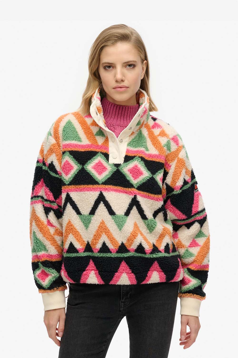 Superdry Superzachte Trui Henley met Print  Multi