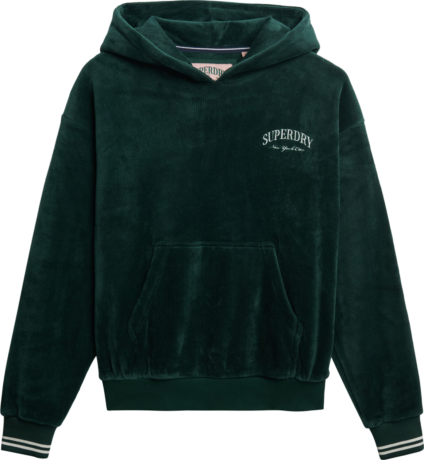 Superdry Country club velours relax hooded Groen