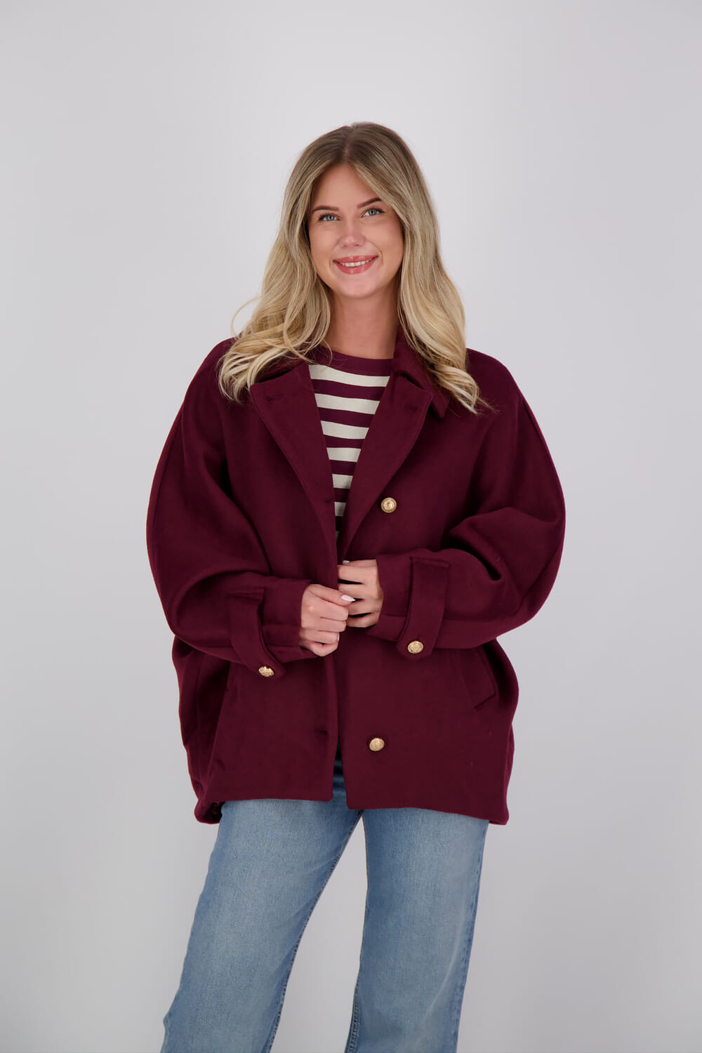 Giacomo Wollen Cape-jas Bordeaux Rood