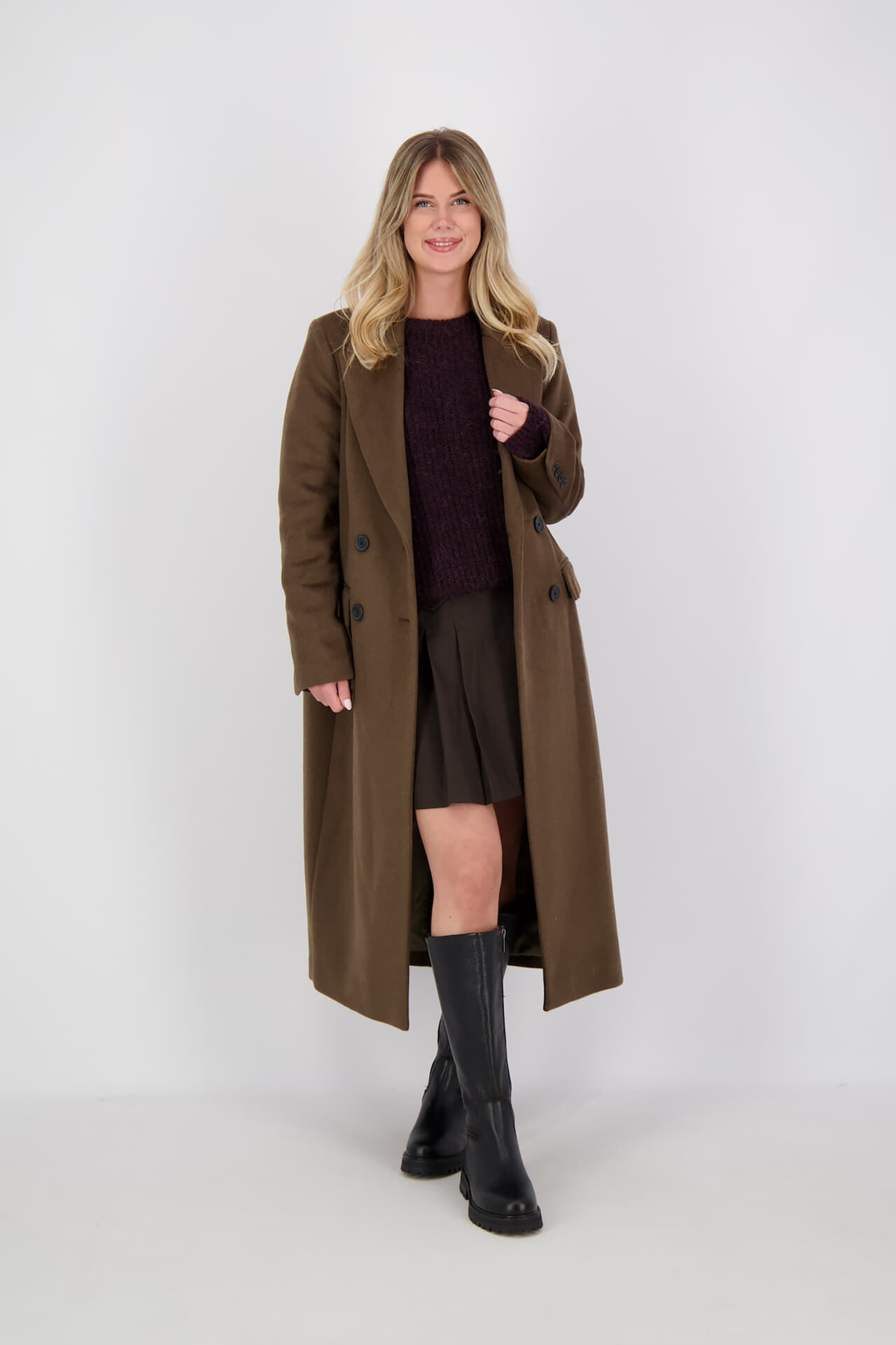 Giacomo Wollen lange jas Bruin