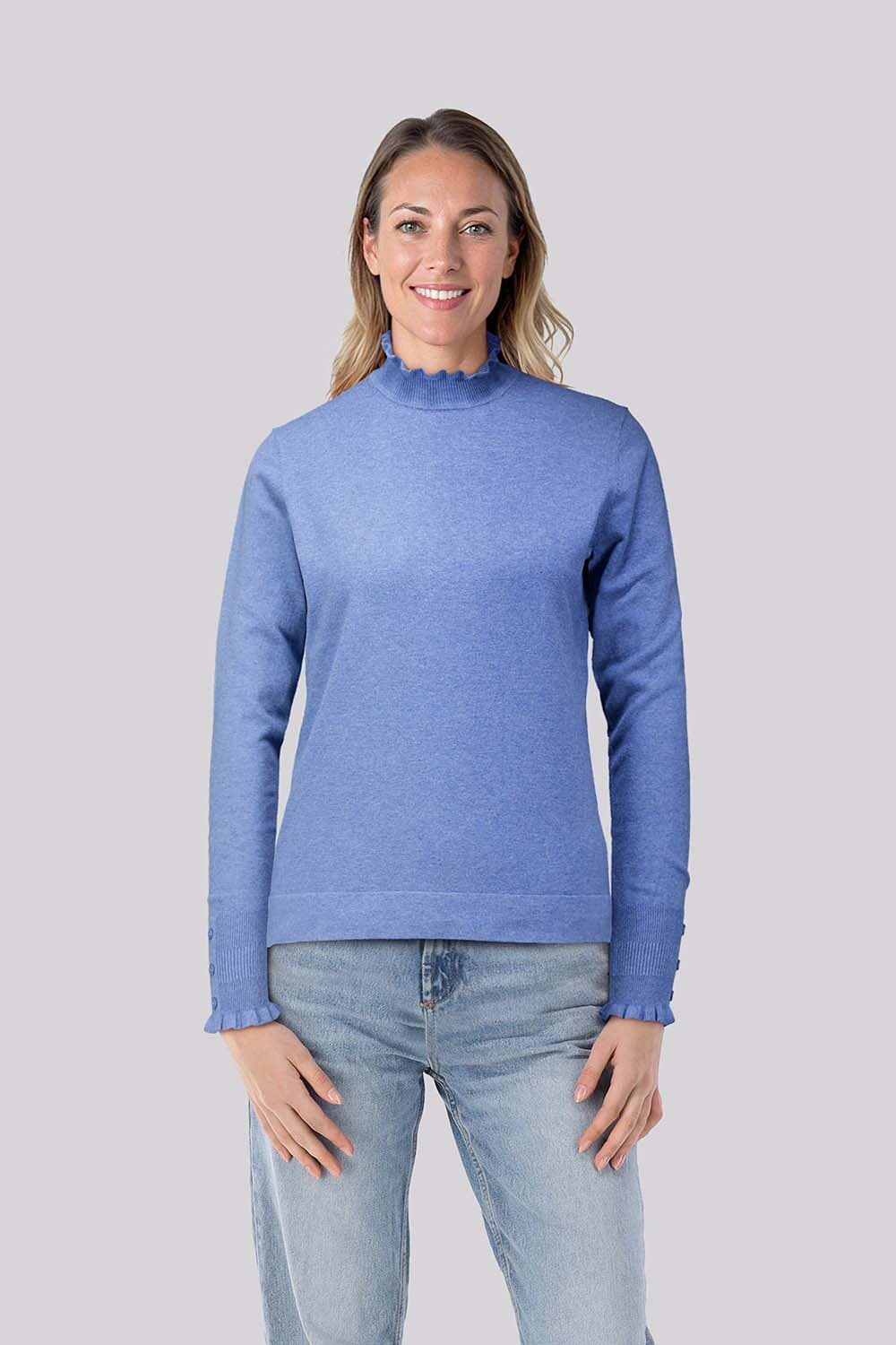 Bloomings Trui ruffle Blauw