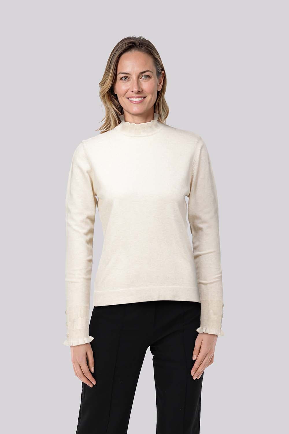 Bloomings Trui ruffle Off White