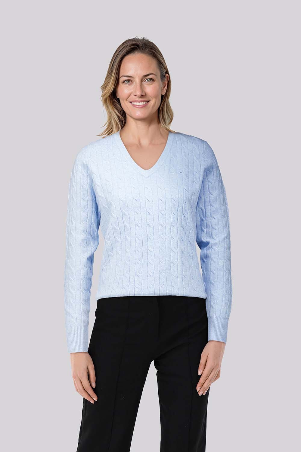 HV Society Gebreide Kabeltrui Celia Blauw
