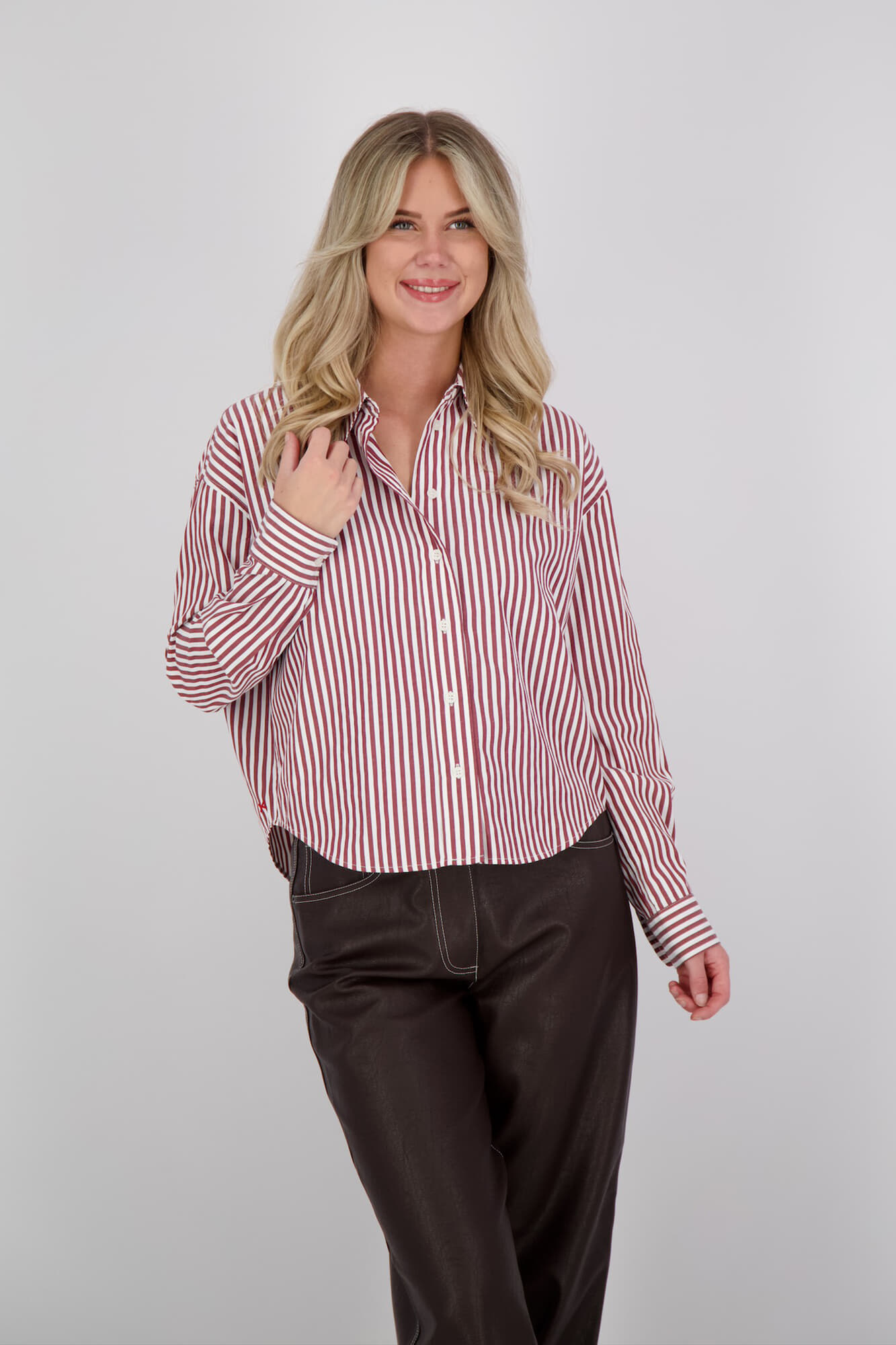 Anna Blue Blouse Sam Bordeaux Rood