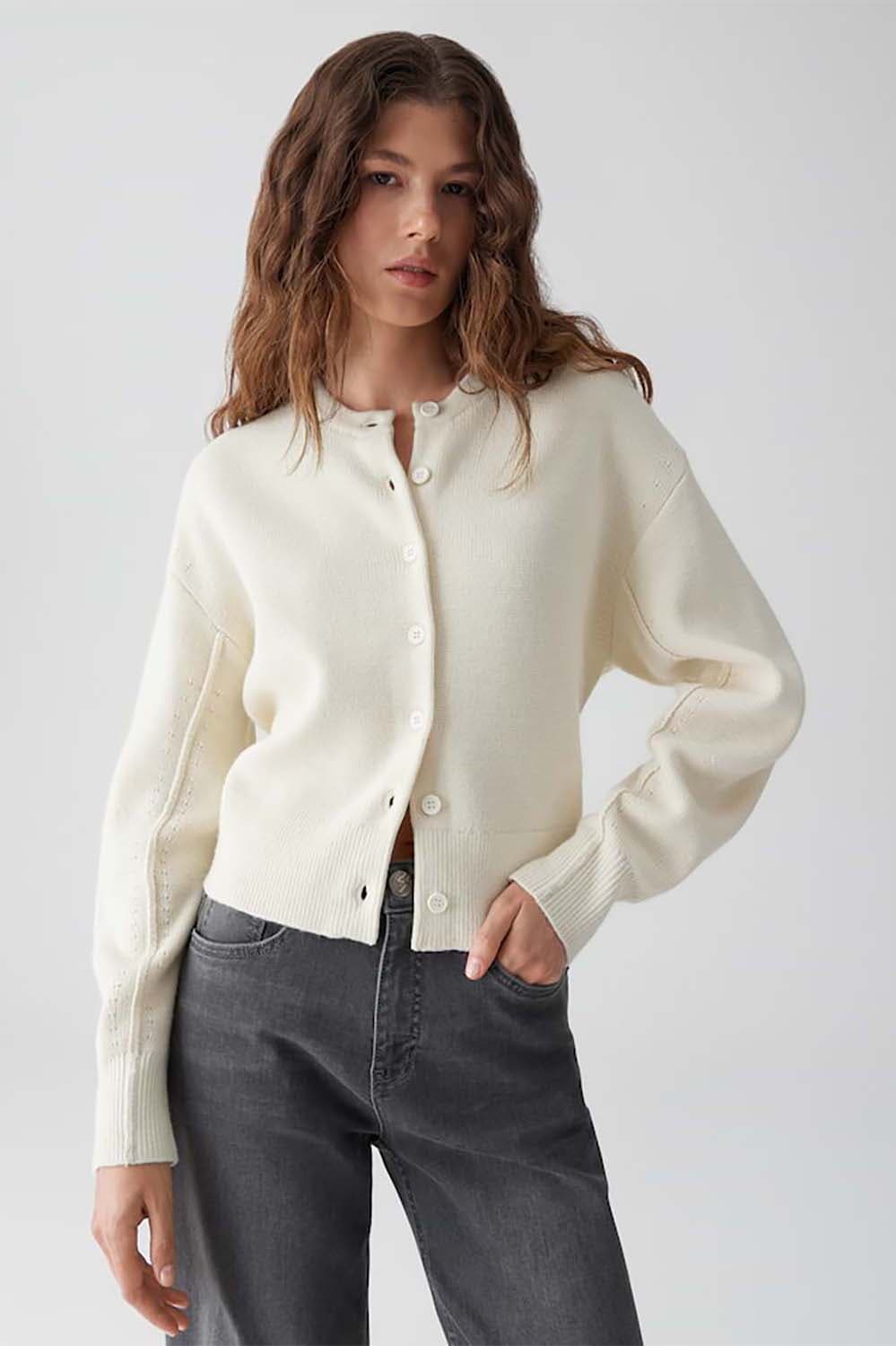 Opus Gebreid Vest Dafila Crème