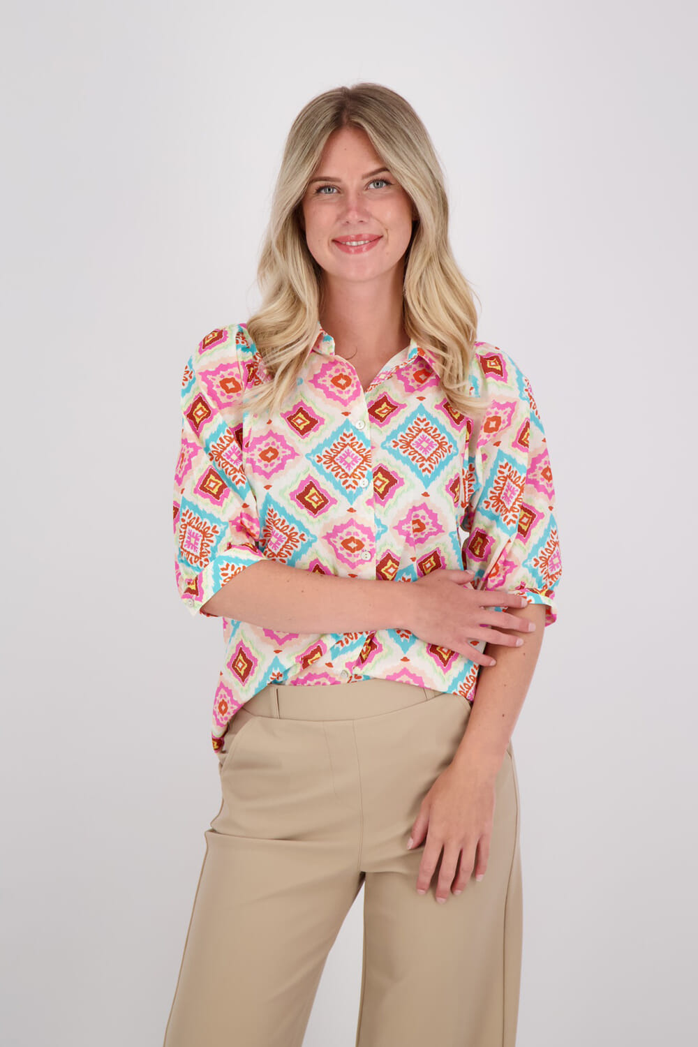 Geisha Blouse 3/4 sleeve Roze