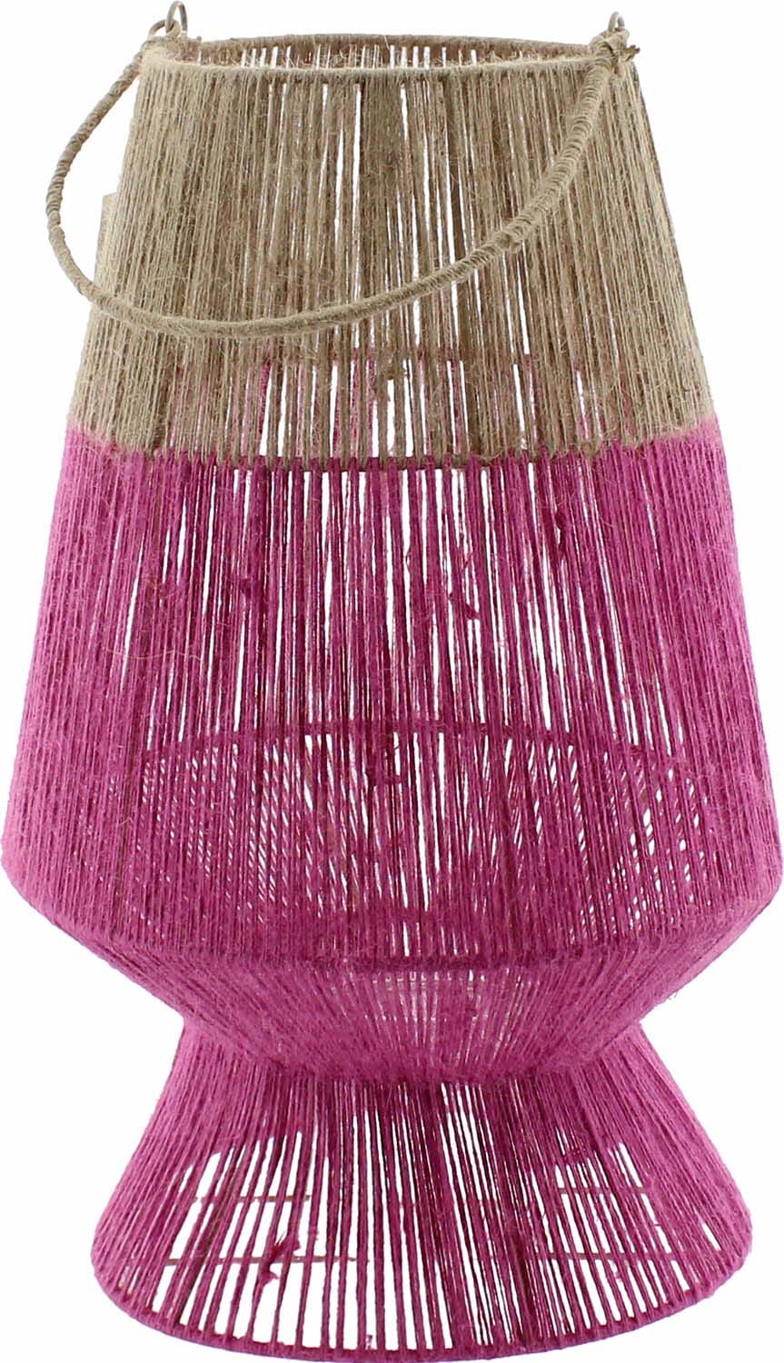 Bomont Collection Lantaarn Jute Naturel/Fuchsia d26h50cm Roze