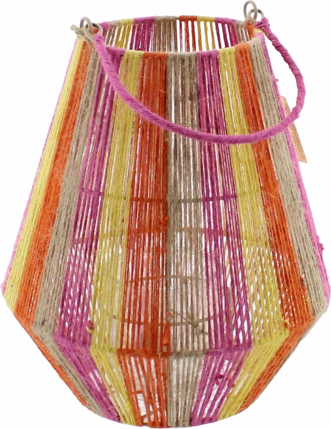 Bomont Collection Lantaarn Jute Naturel/Geel/Oranje/Fuchsia d26h30cm Multi
