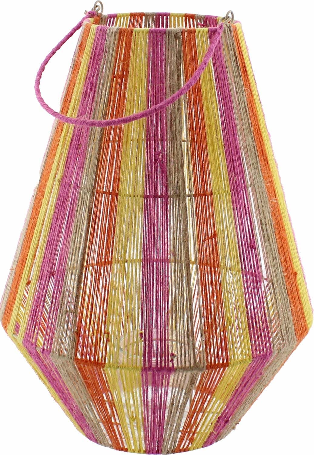 Bomont Collection Lantaarn Jute Naturel/Geel/Oranje/Fuchsia d20h50cm Multi