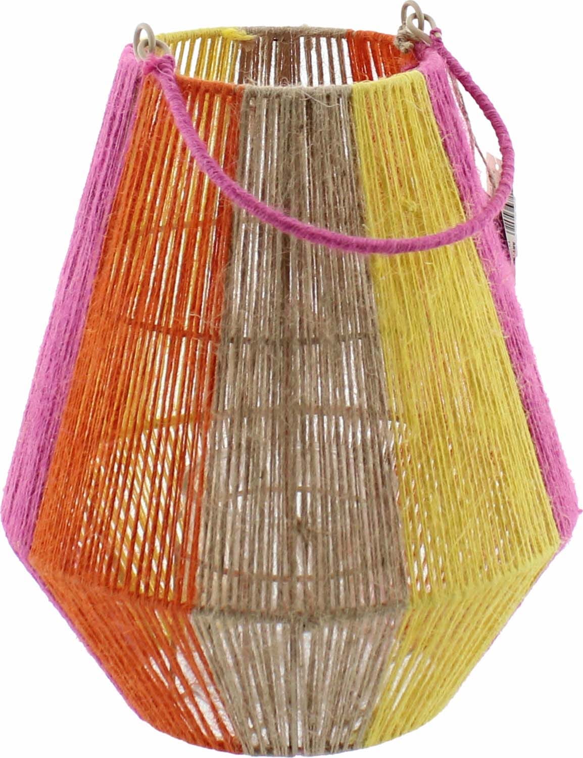 Bomont Collection Lantaarn Jute Naturel/Geel/Oranje/Fuchsia d26h30cm Multi