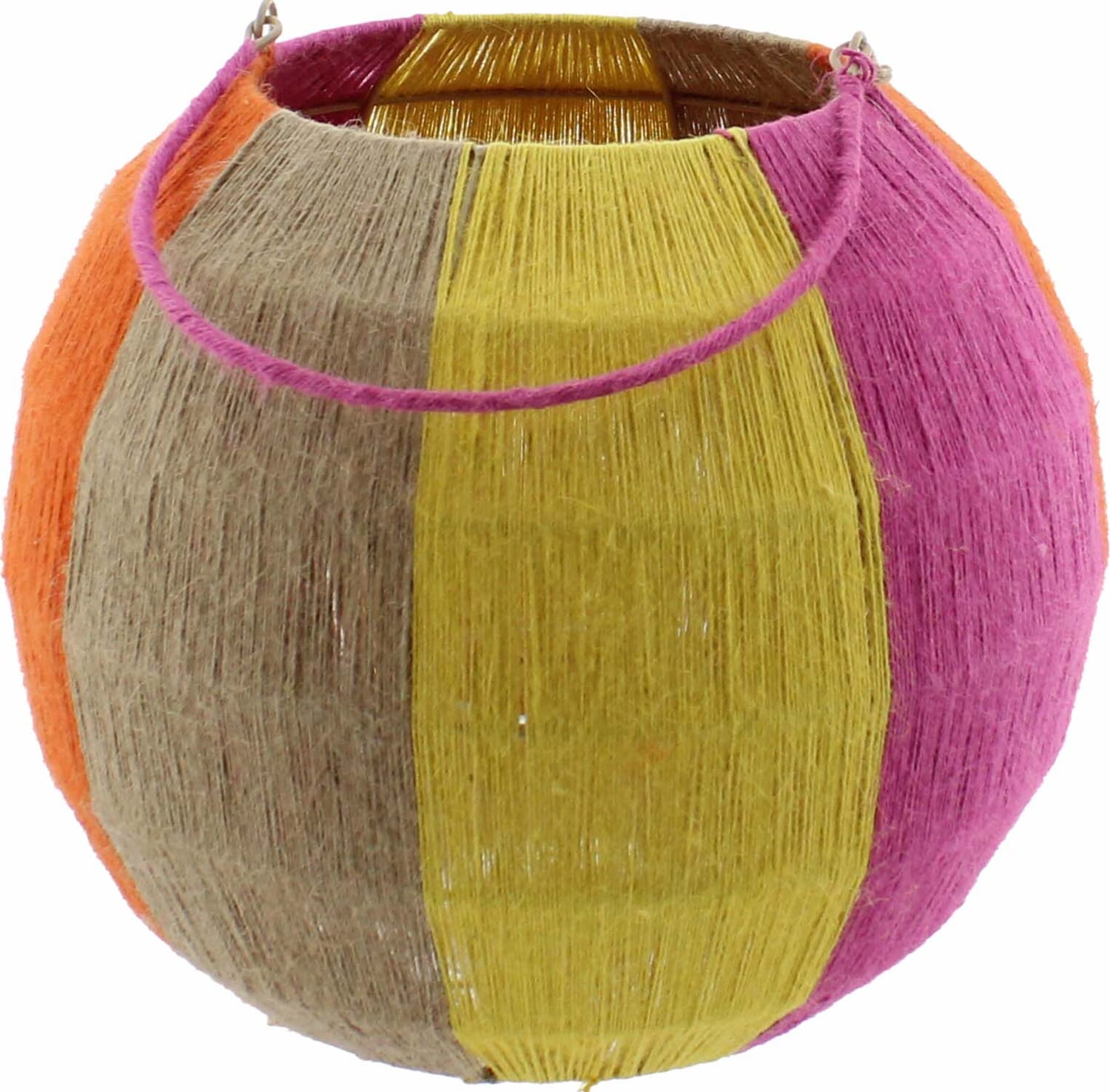 Bomont Collection Lantaarn Jute Naturel/Geel/Oranje/Fuchsia d20H50cm Multi