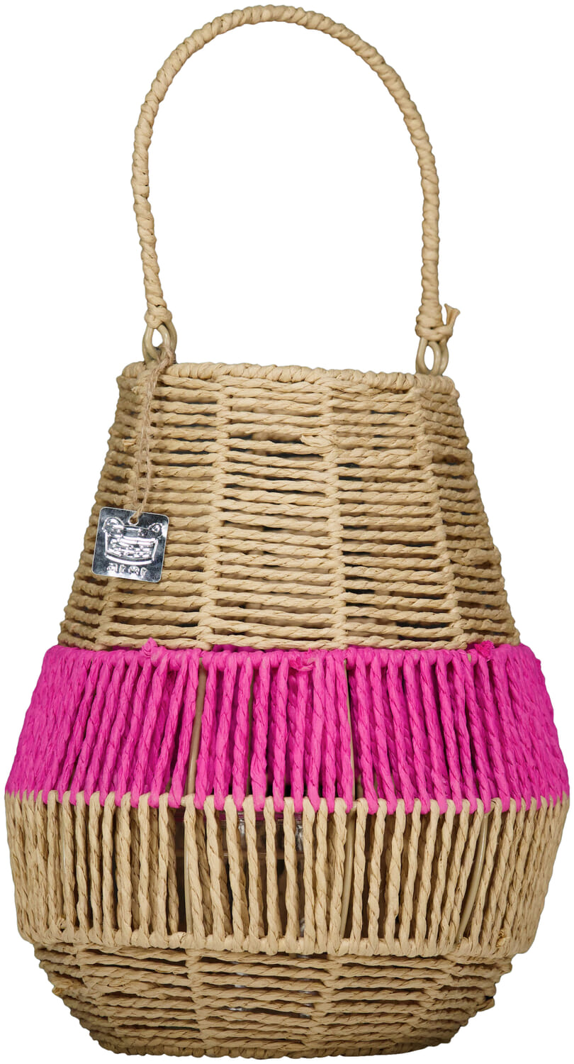Bomont Collection Windlicht Zeegras Naturel/Roze d26h31cm Roze