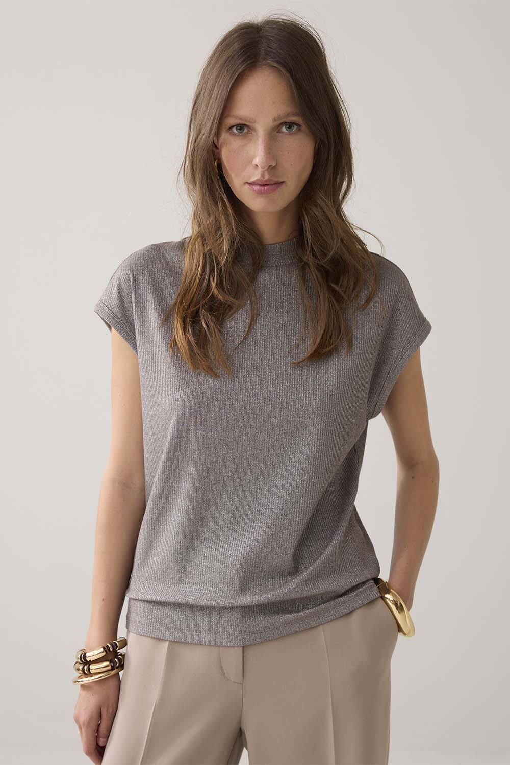 Summum Top Melange lurex rib Beige