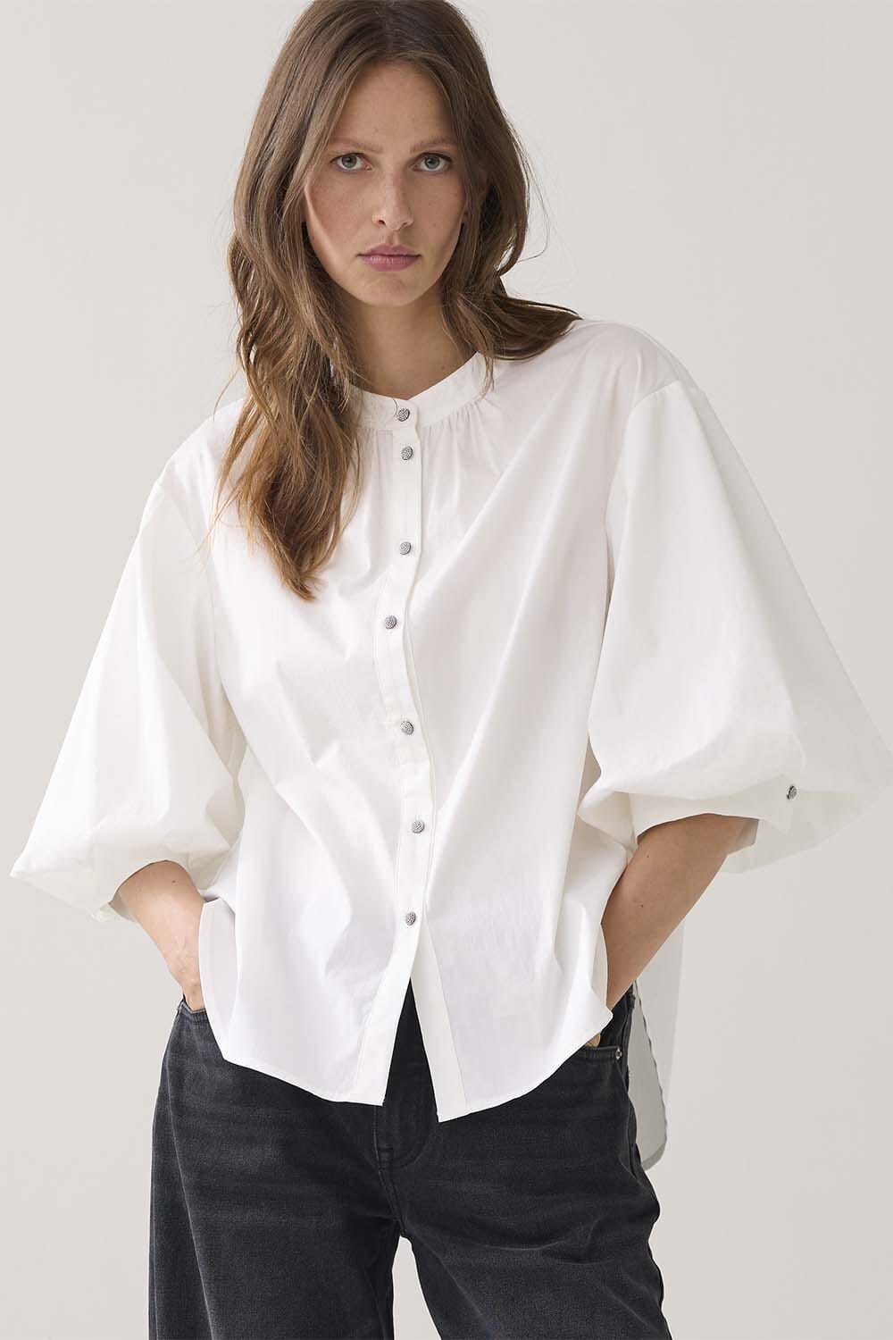 Summum Blouse Cotton Stretch Wit