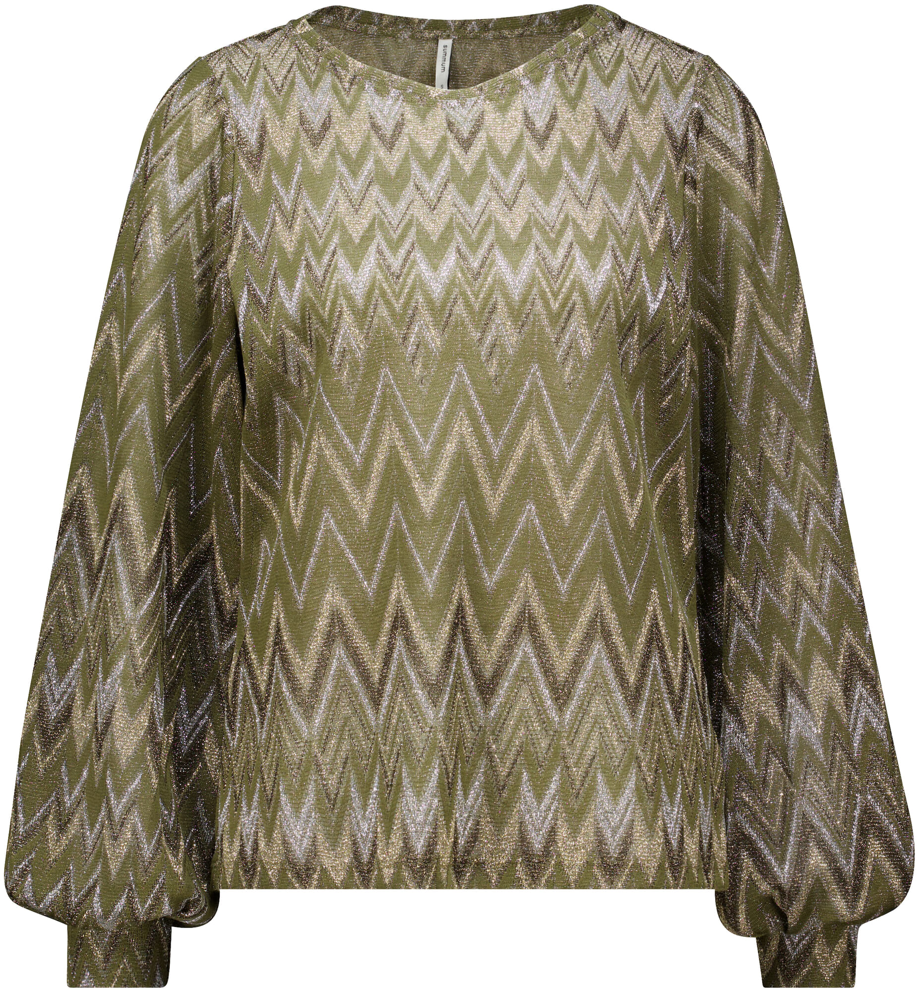 Summum Top long sleeve Zig zag lurex Groen