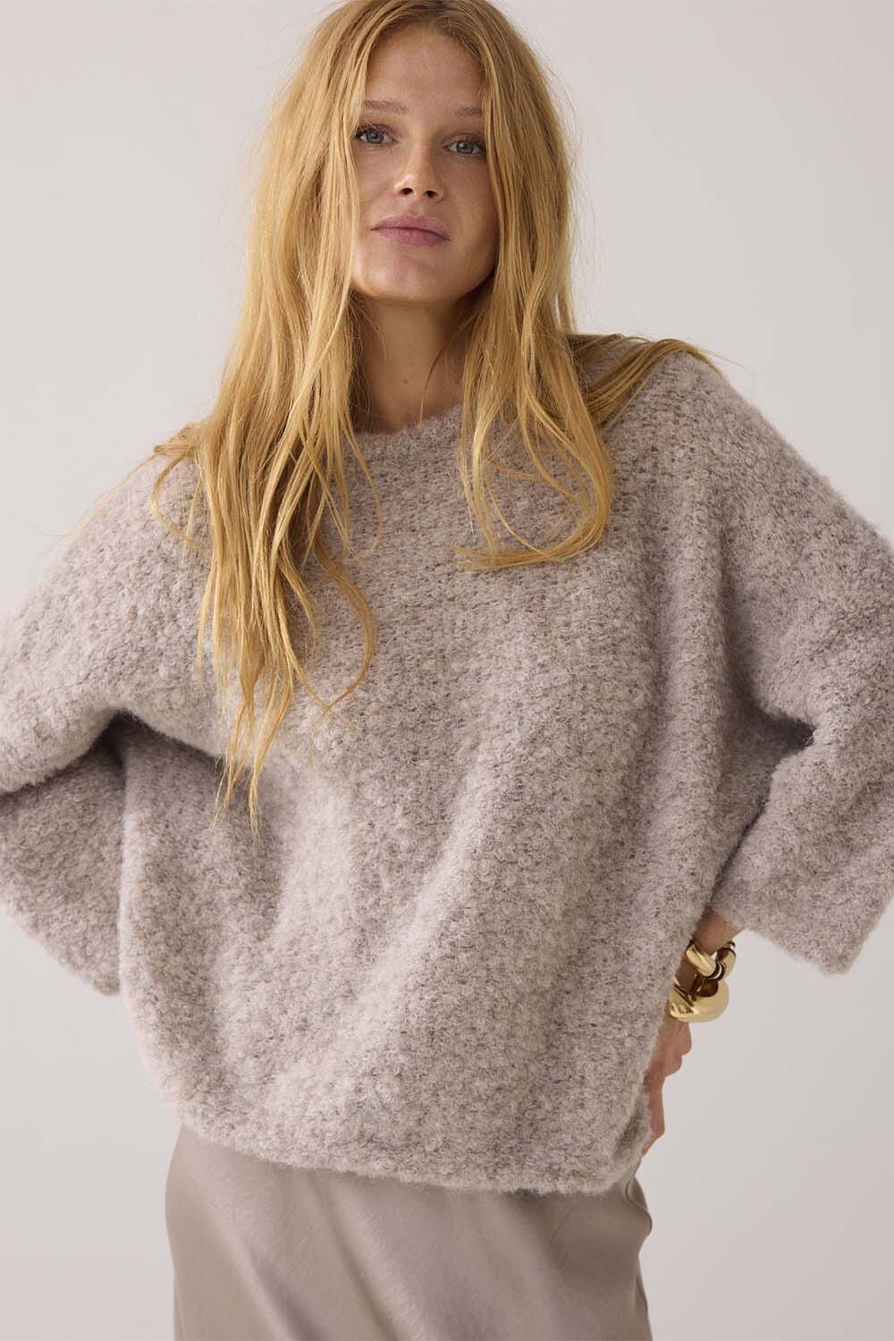 Summum Gebreide Trui Soft Boucle Beige