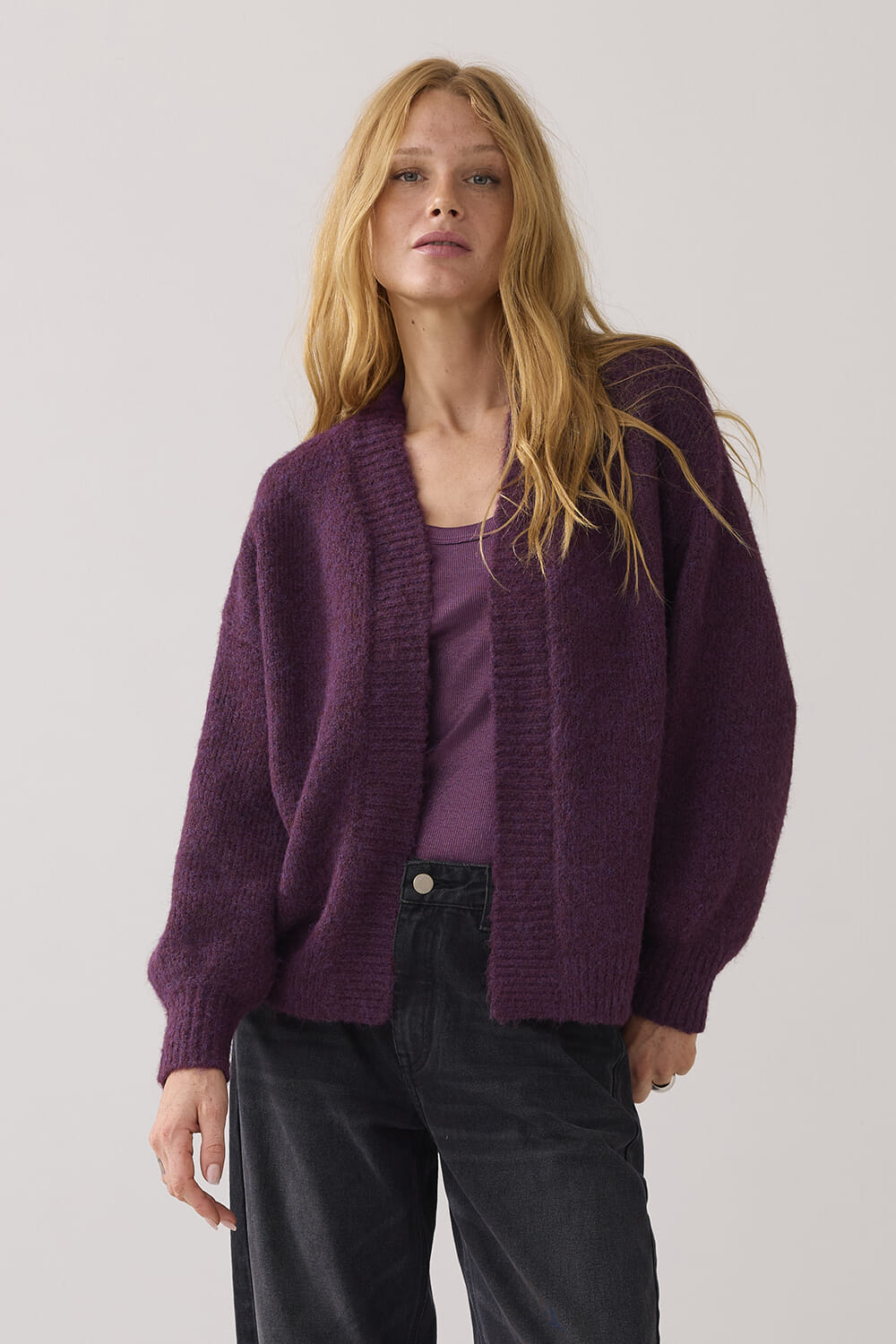 Summum Gebreid Vest Puff Cozy Melange Rood