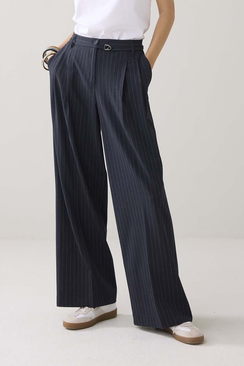 Summum Pantalon Pinstripe Blauw