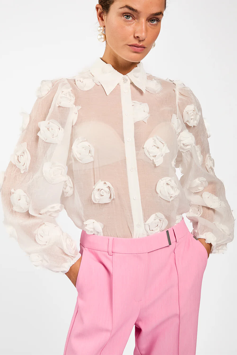 Aaiko Blouse Lien 3D Off White