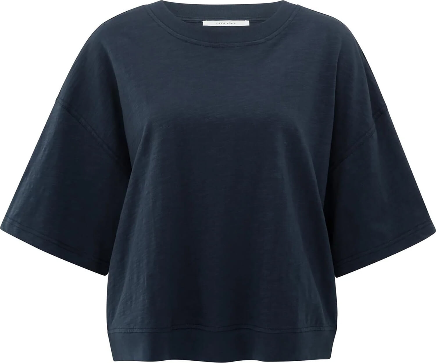 Yaya T-shirt with slub texture Blauw