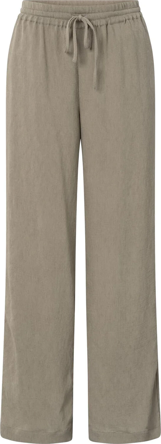 Yaya Geweven broek met wijde pijpen Beige