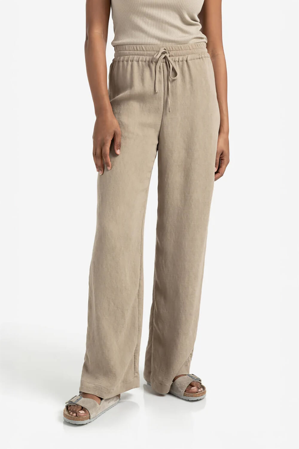 Yaya Geweven Broek Beige