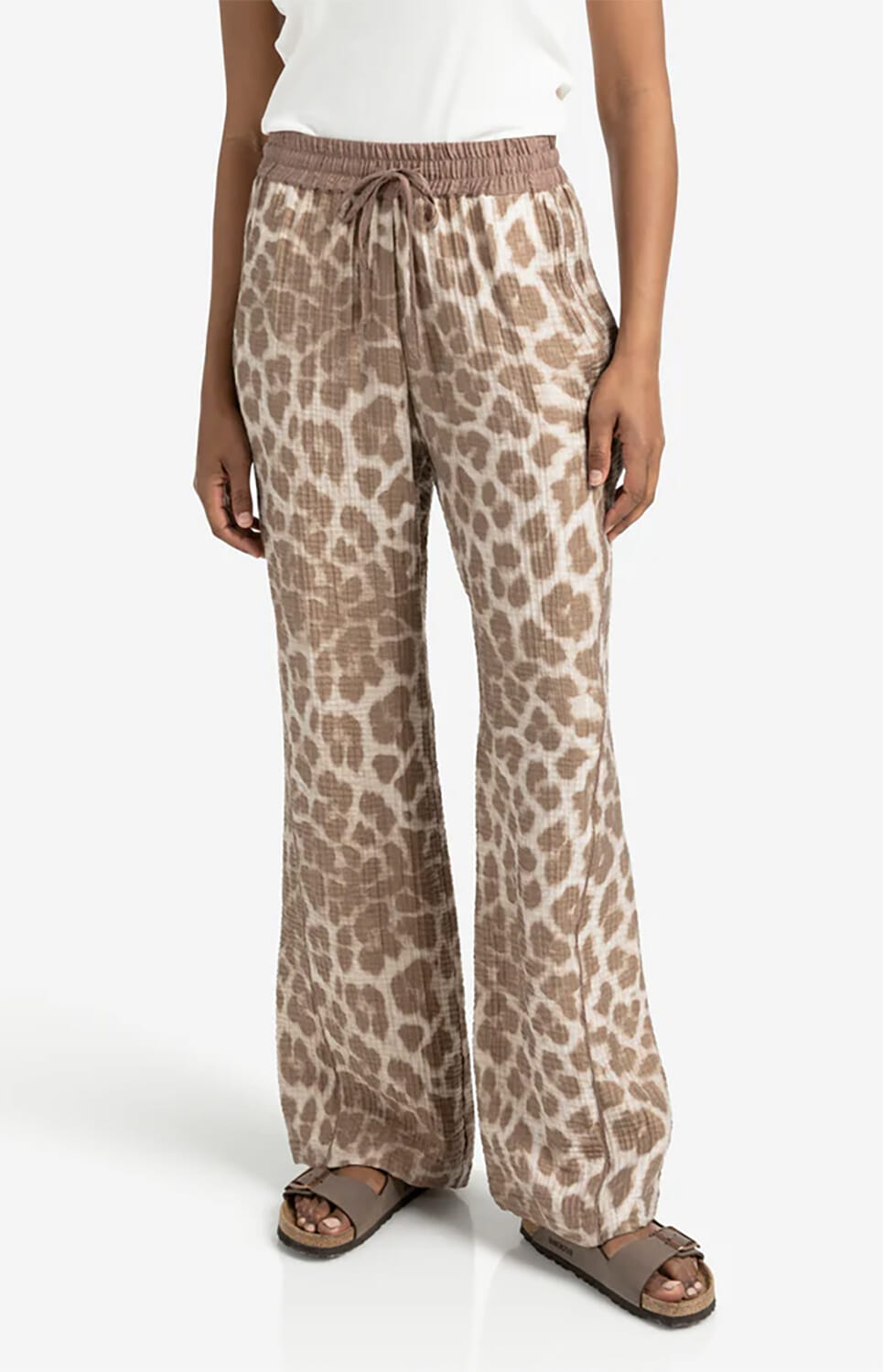 Yaya Broek Leopard Print Beige