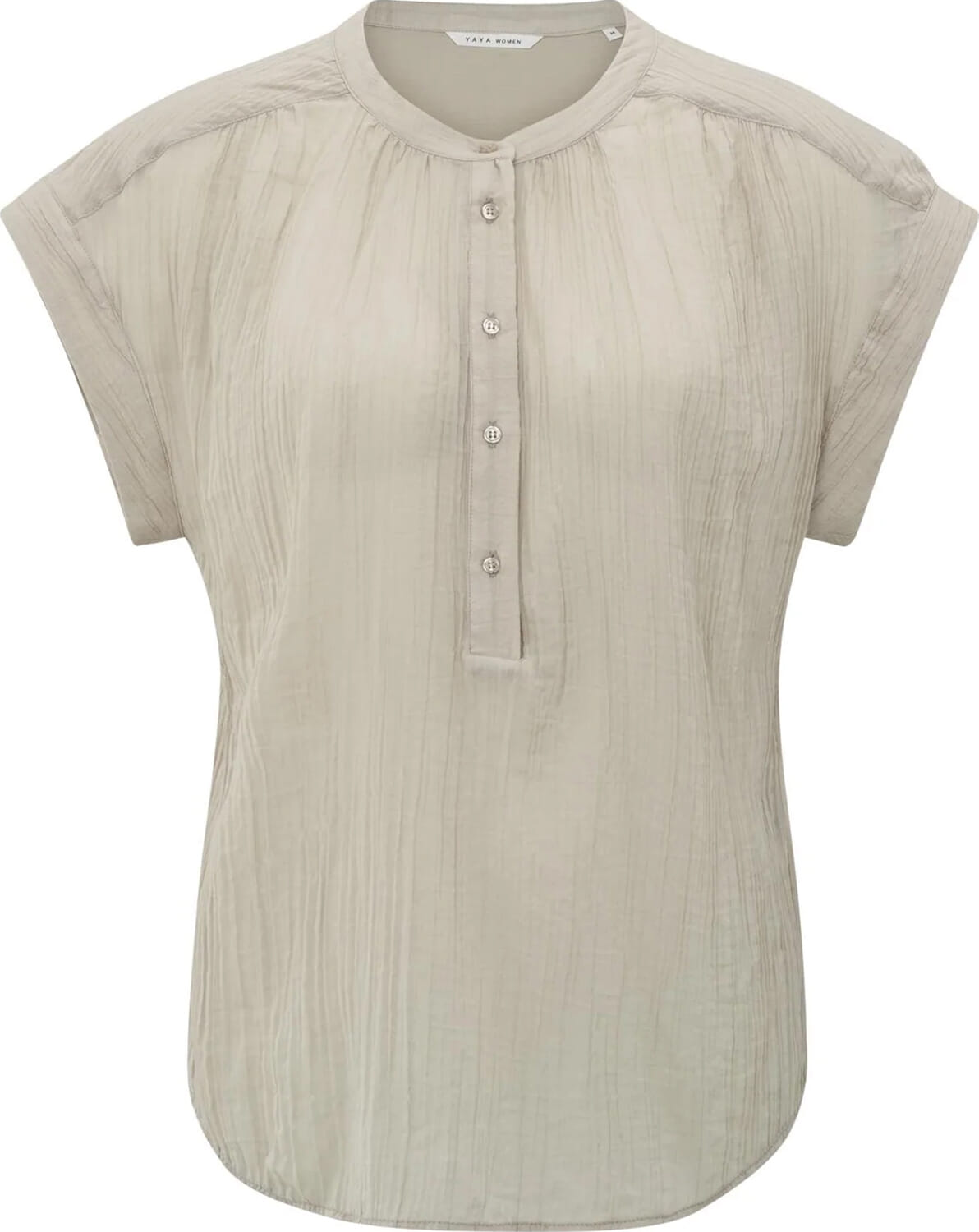 Yaya Blouse Flowy with polo collar Beige