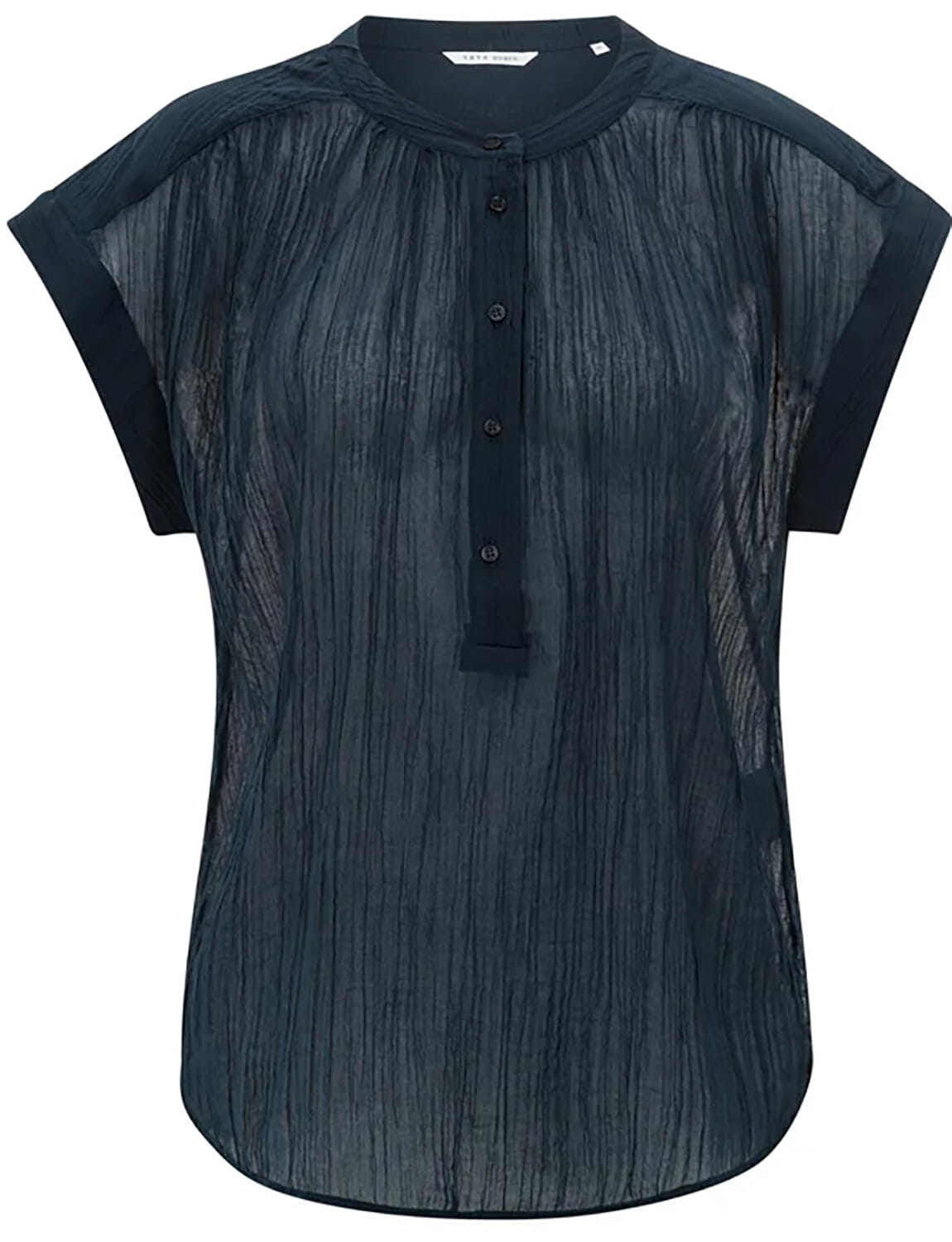 Yaya Blouse Flowy with polo collar Blauw