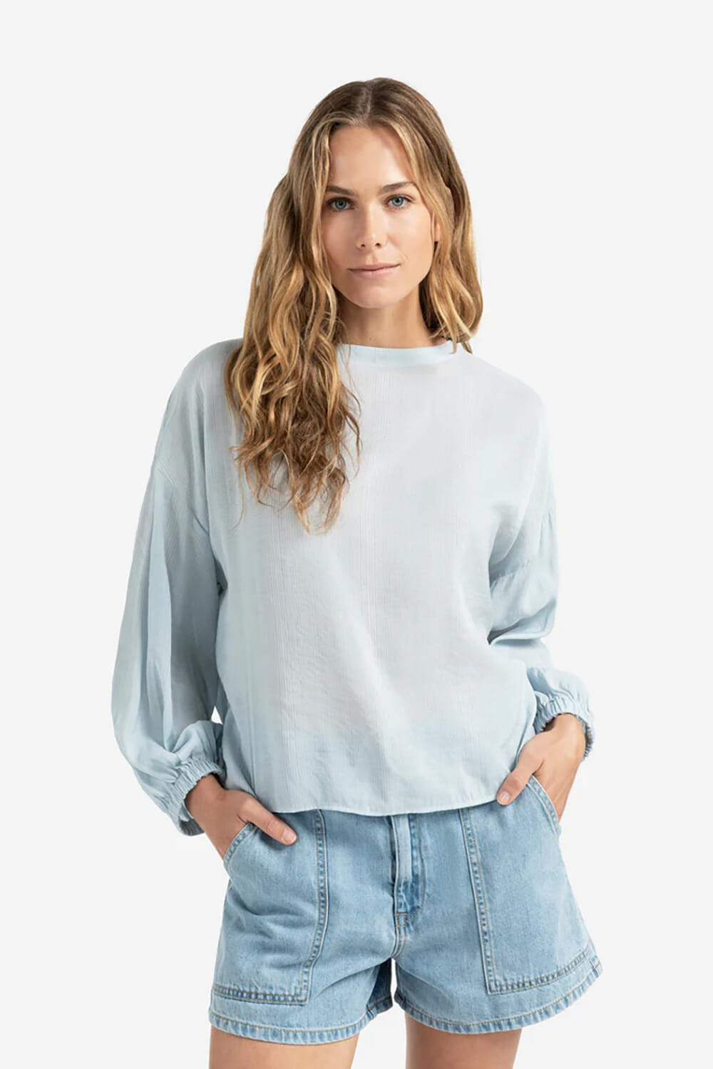 Yaya Longsleeve with low back Blauw