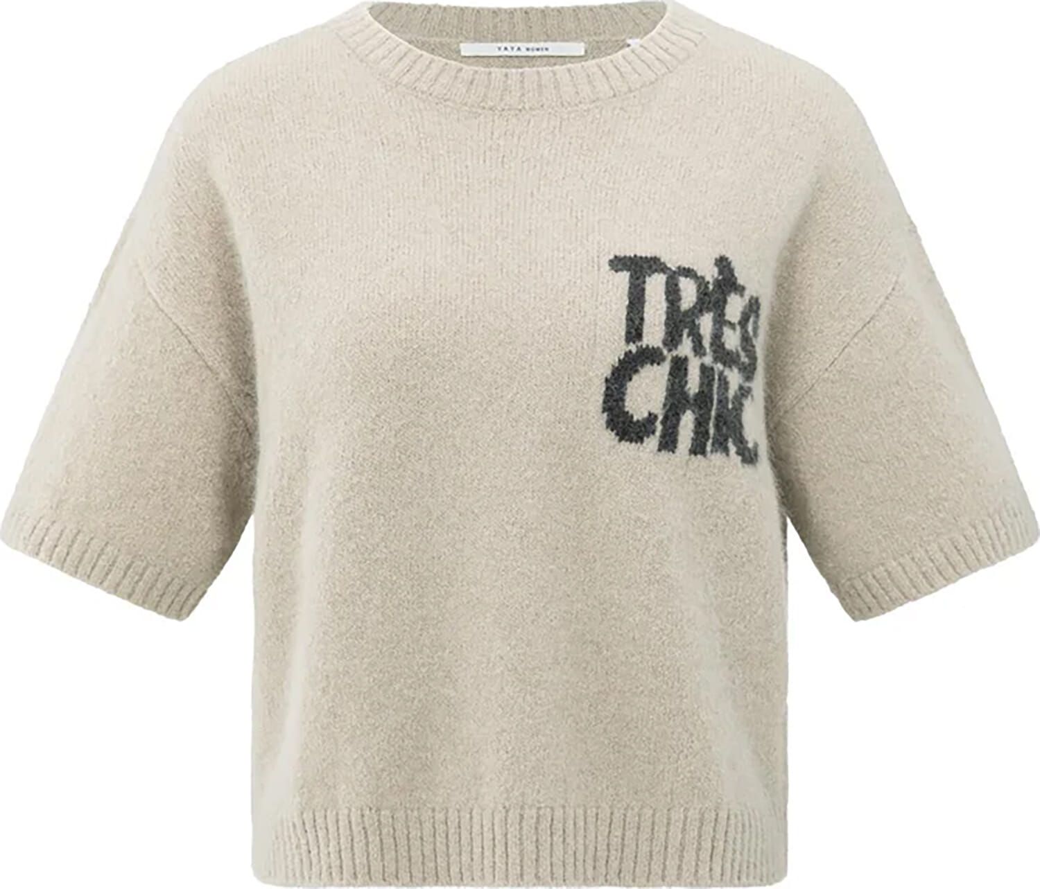 Yaya Short sleeve sweater with artw Beige