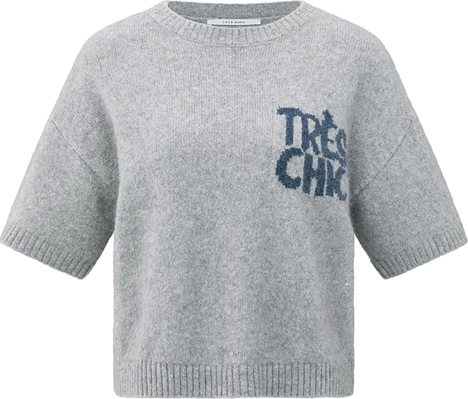 Yaya Short sleeve sweater with artw Grijs